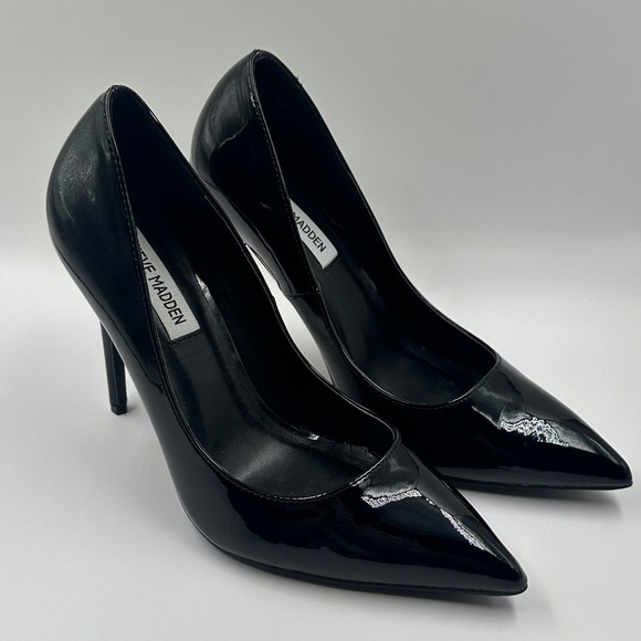 Steve Madden Vala Black Patent High Heels Classy Pump Work Stiletto Shoes Size 8 - Picture 4 of 8